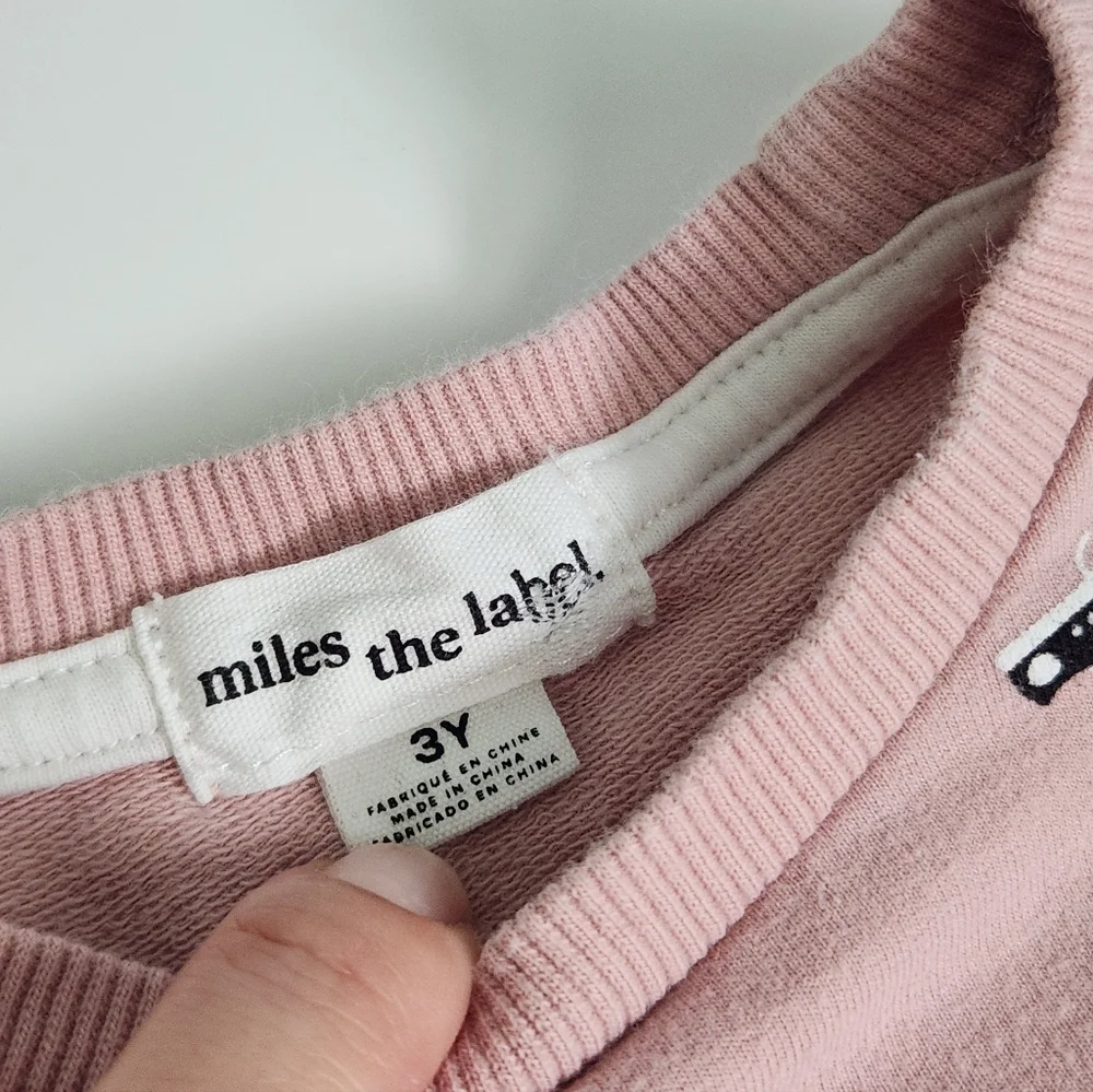 Miles the Label‎ Little Girl's Sneaker Pink Sweatshirt Size 3 - Organic Cotton